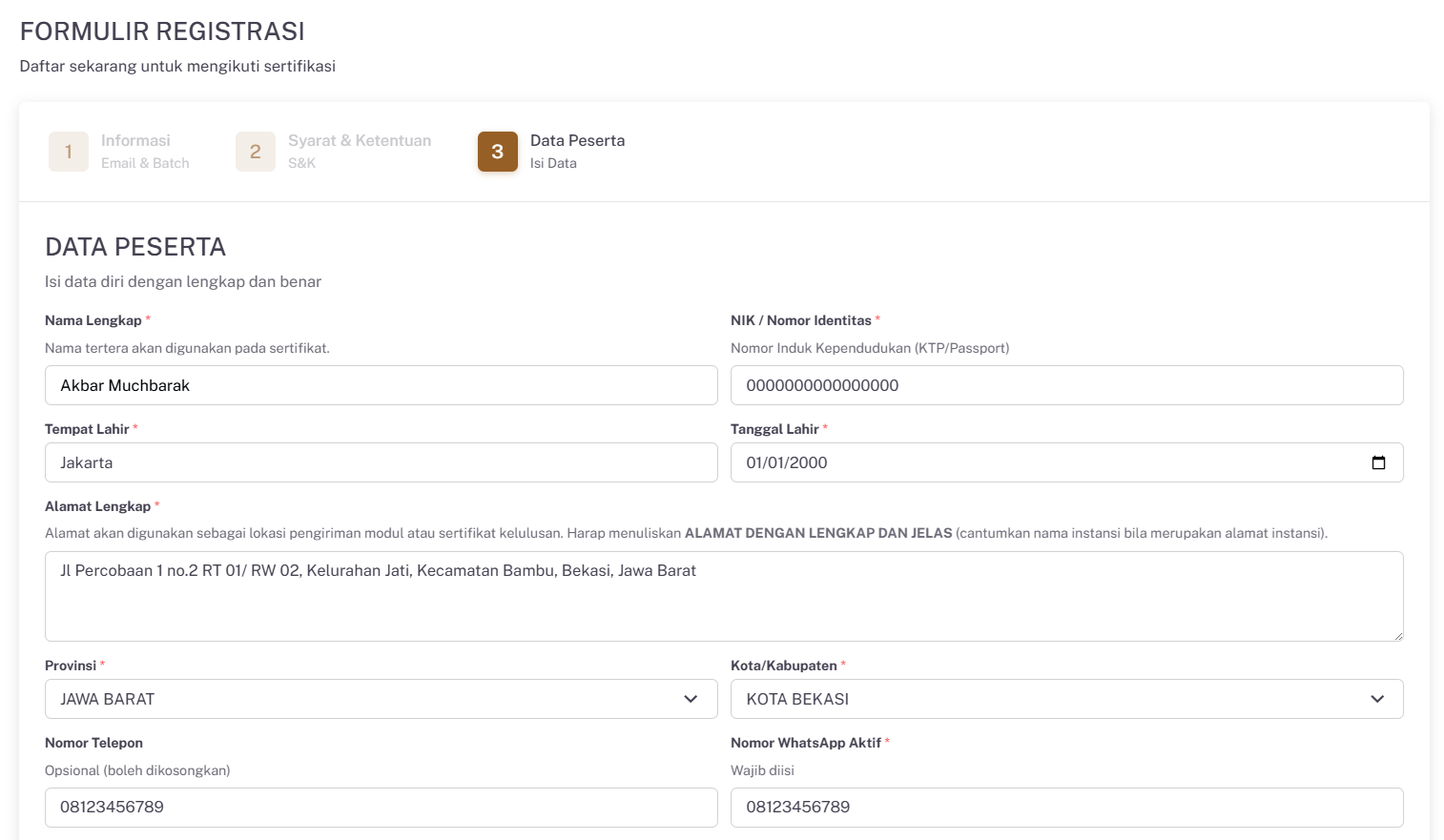Wizard Tab 3 - Data Peserta